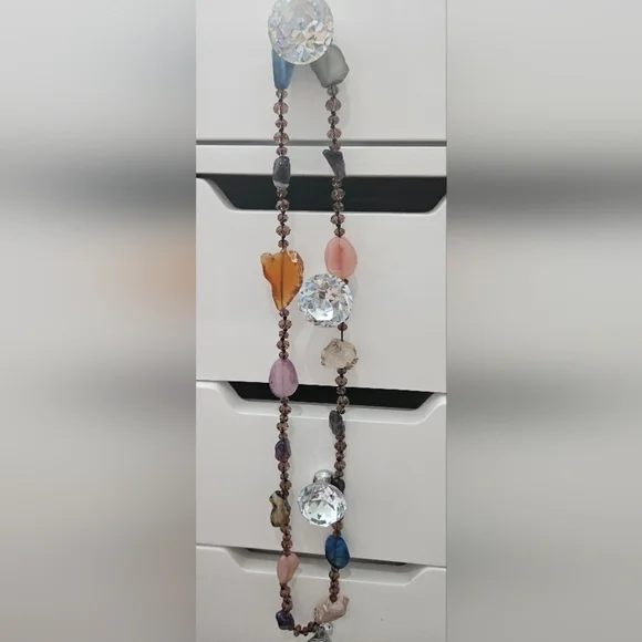 🌟Boho Artisan Multi Geode/Natural Stone  Necklace With Beaded Crystals🌟 - Picture 3 of 8